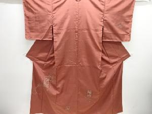 未使用品　御所車模様織り出し手織り節紬訪問着